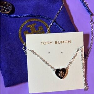 Tory Burch Silver Heart Pendant Necklace